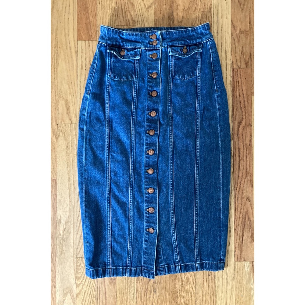 Madewell Denim Seamed Button-Front Pencil Skirt Size 25
